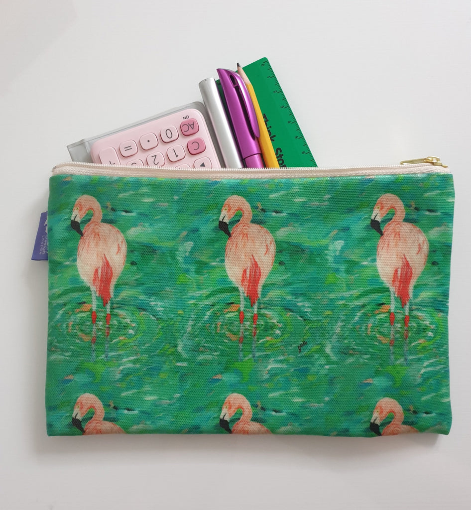 Flamingo Makeup Bag/Pencil Case - Flamingo Patterned Pouch