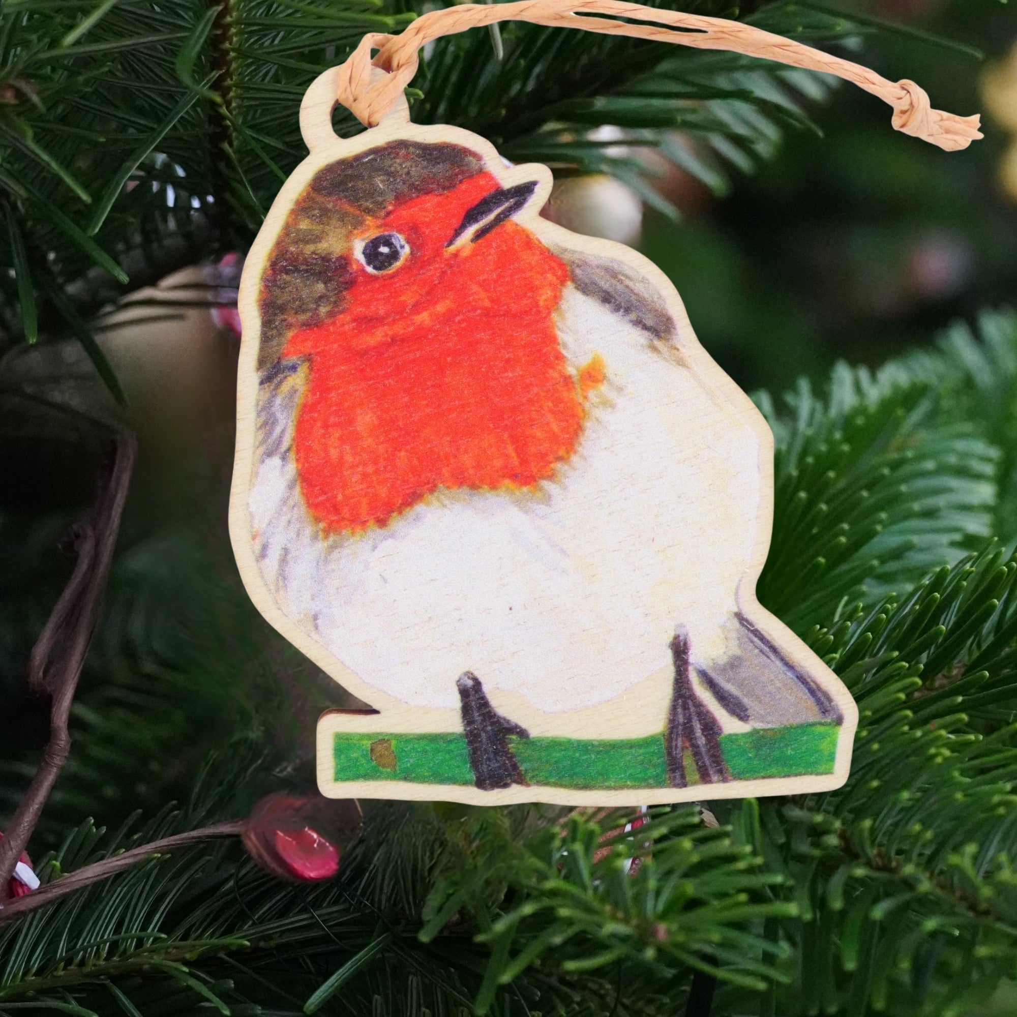 Christmas Robin Wooden Ornament