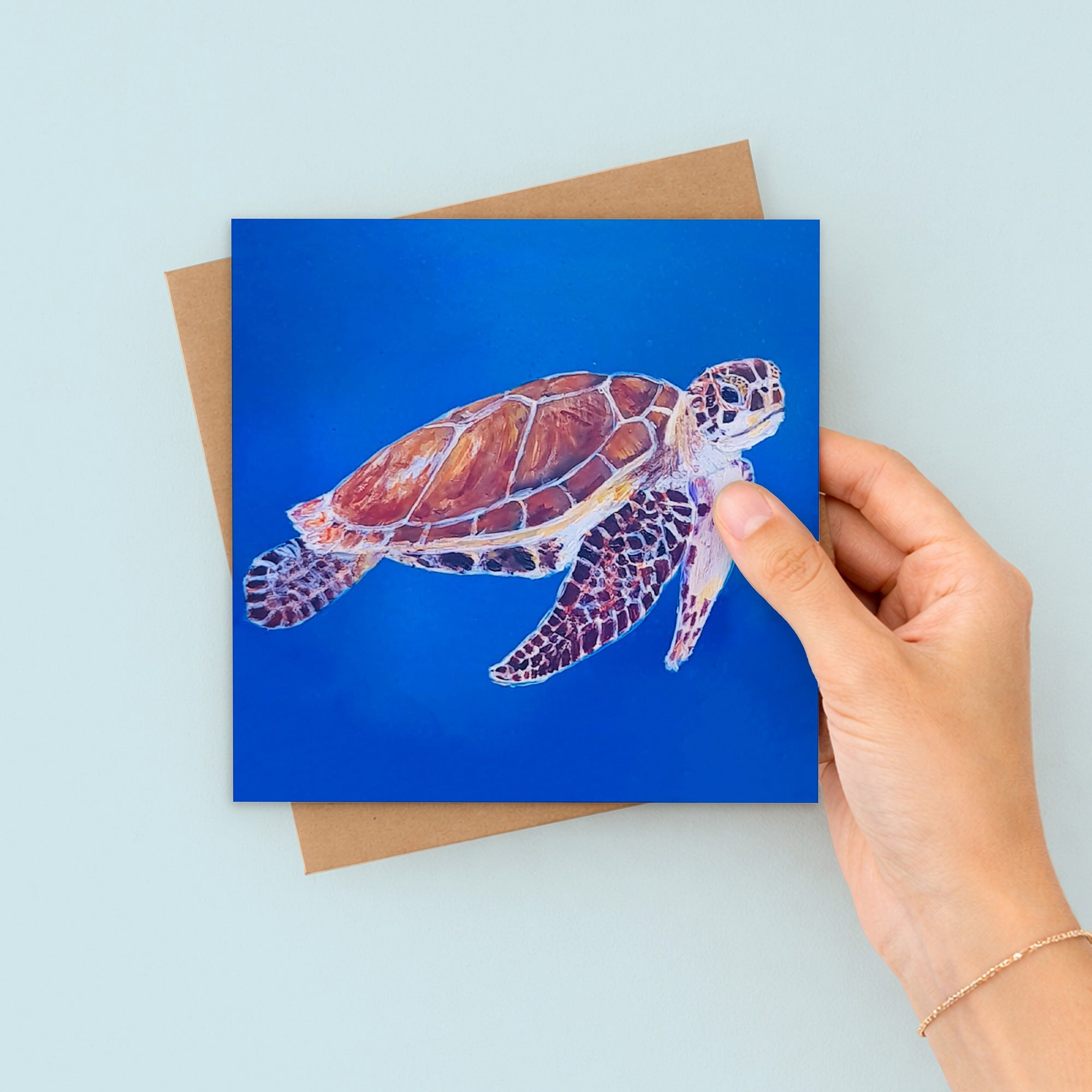 Abaco Turtle swimming Greetings Card