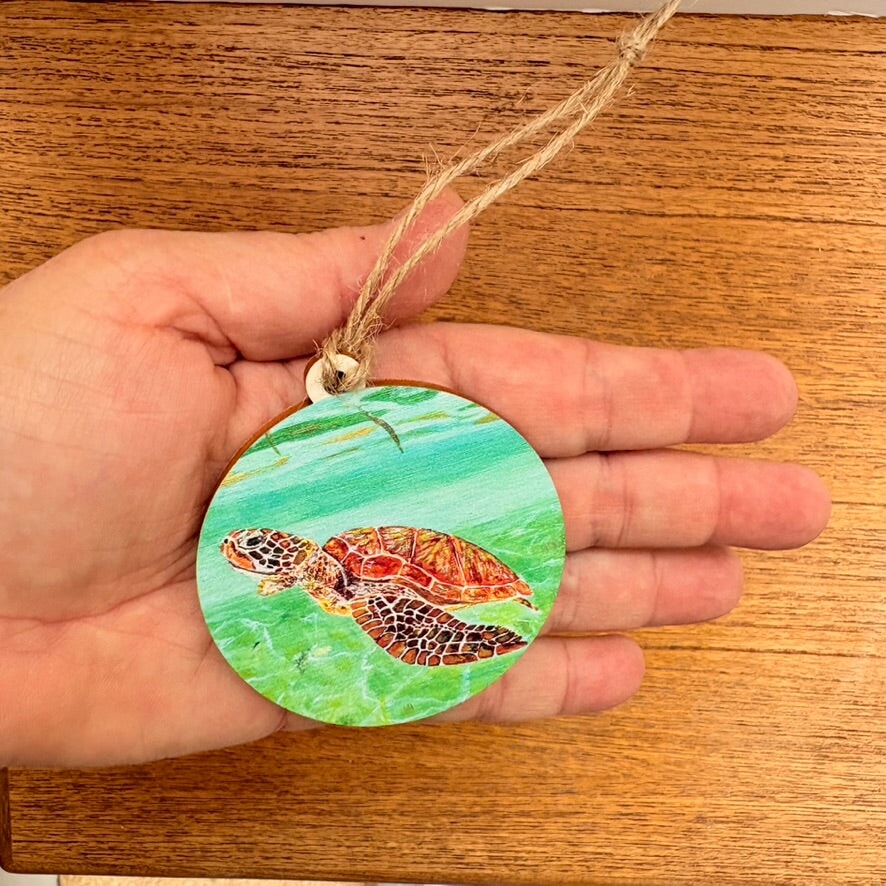 Bahamar Turtle Wooden Ornament