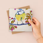 Blue Tit Blossom Greetings Card