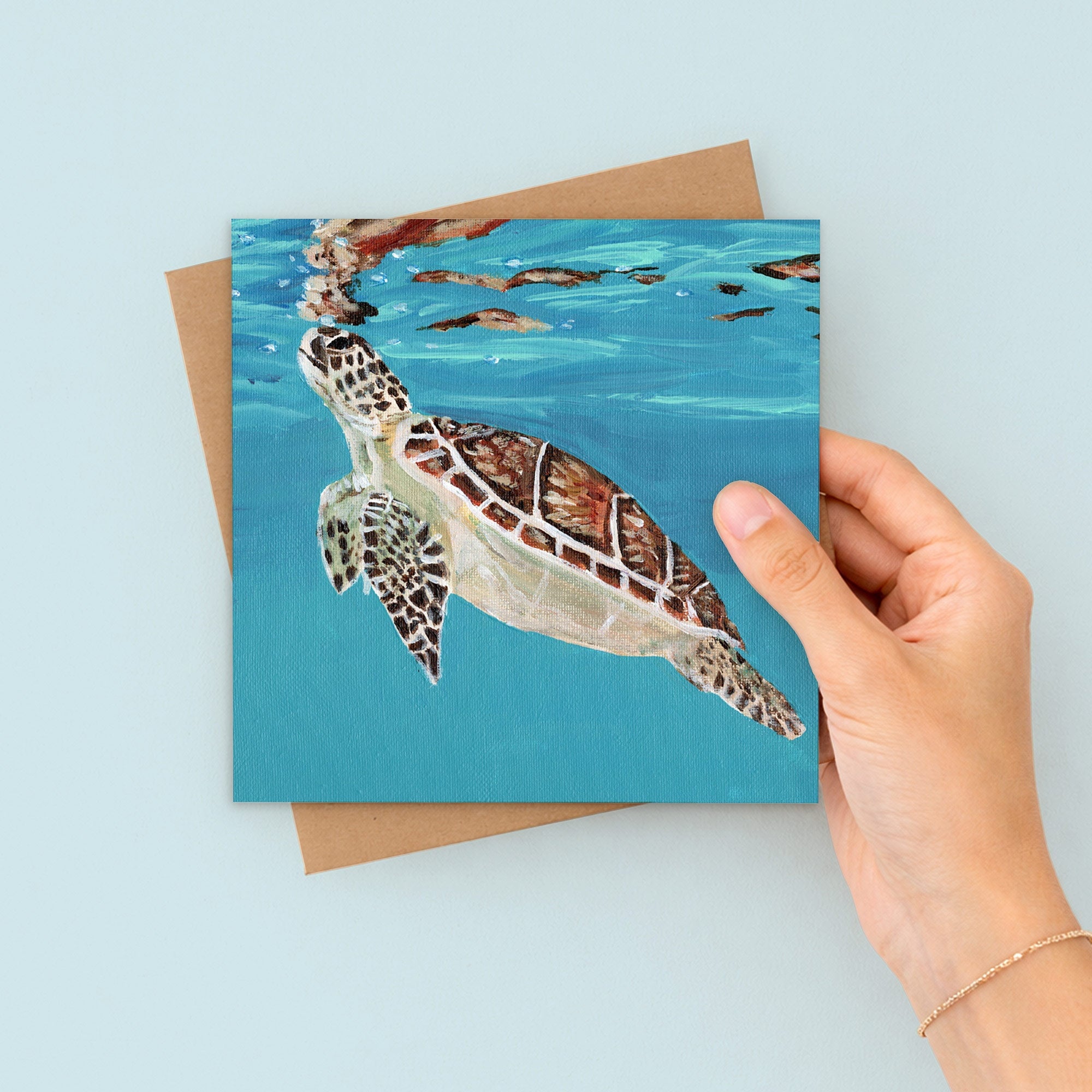 Caribbean Sea Turtle Greetings Card