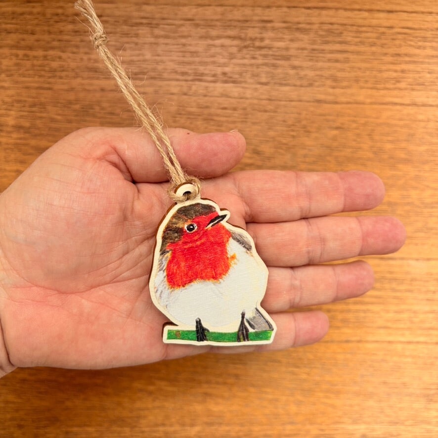 Christmas Robin Wooden Ornament