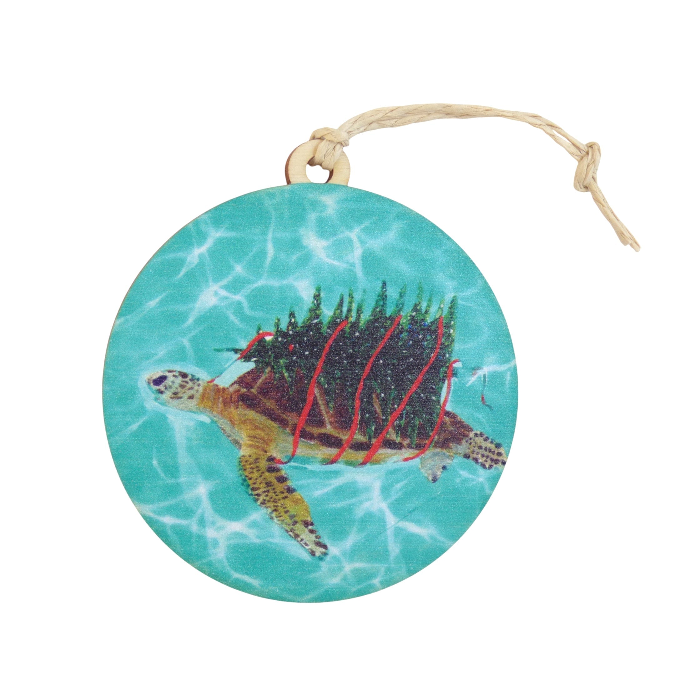 Christmas Tree Turtle Wooden Ornament