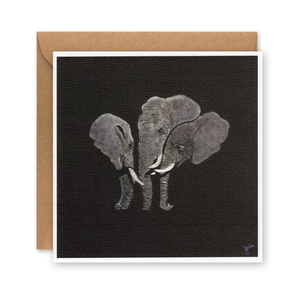 Elephants Reunited Greetings Card