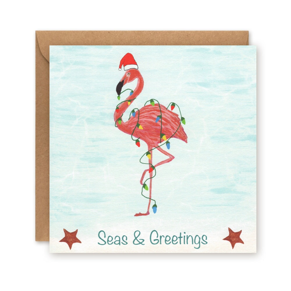 Festive Flamingo Christmas Card