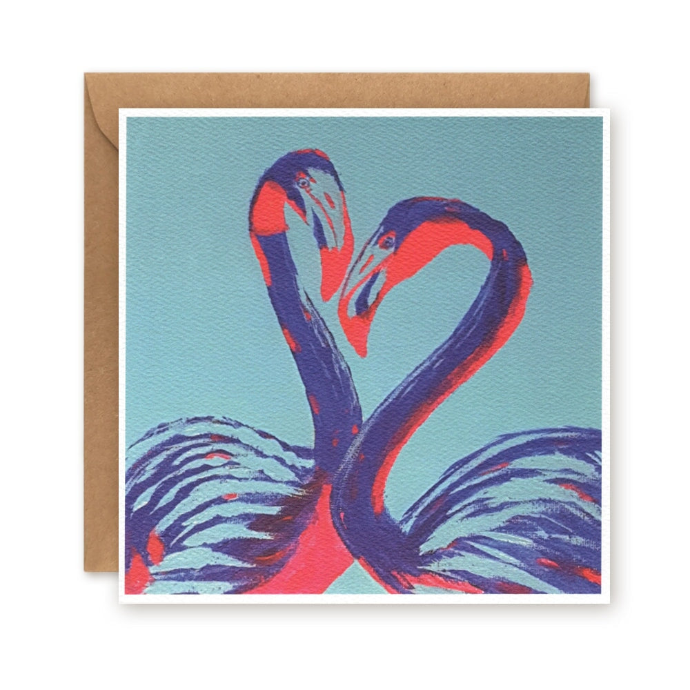 Flamingo Love Birds Greetings Card