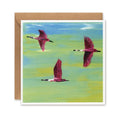 Flying Flamingos Greetings Card