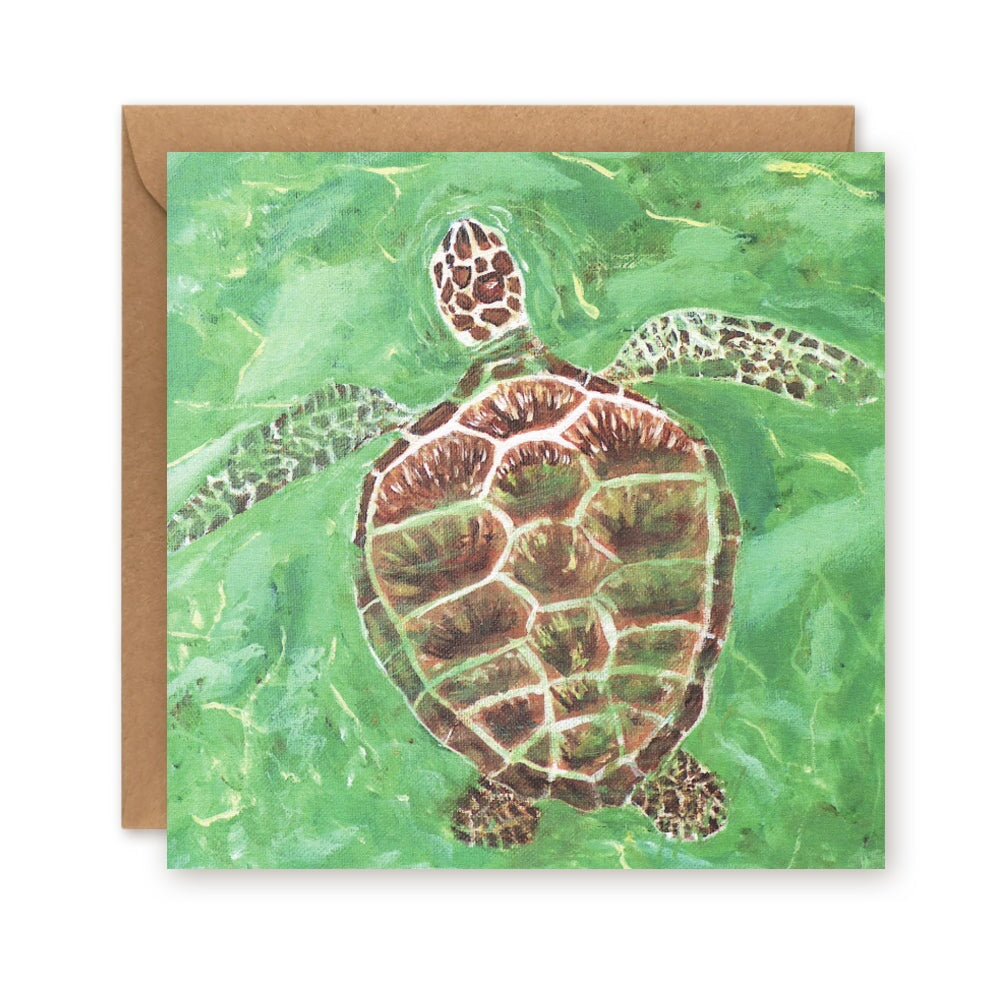 Green Turtle Greetings Card