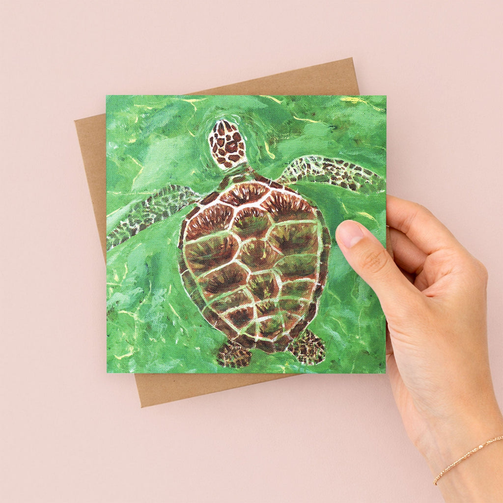 Green Turtle Greetings Card