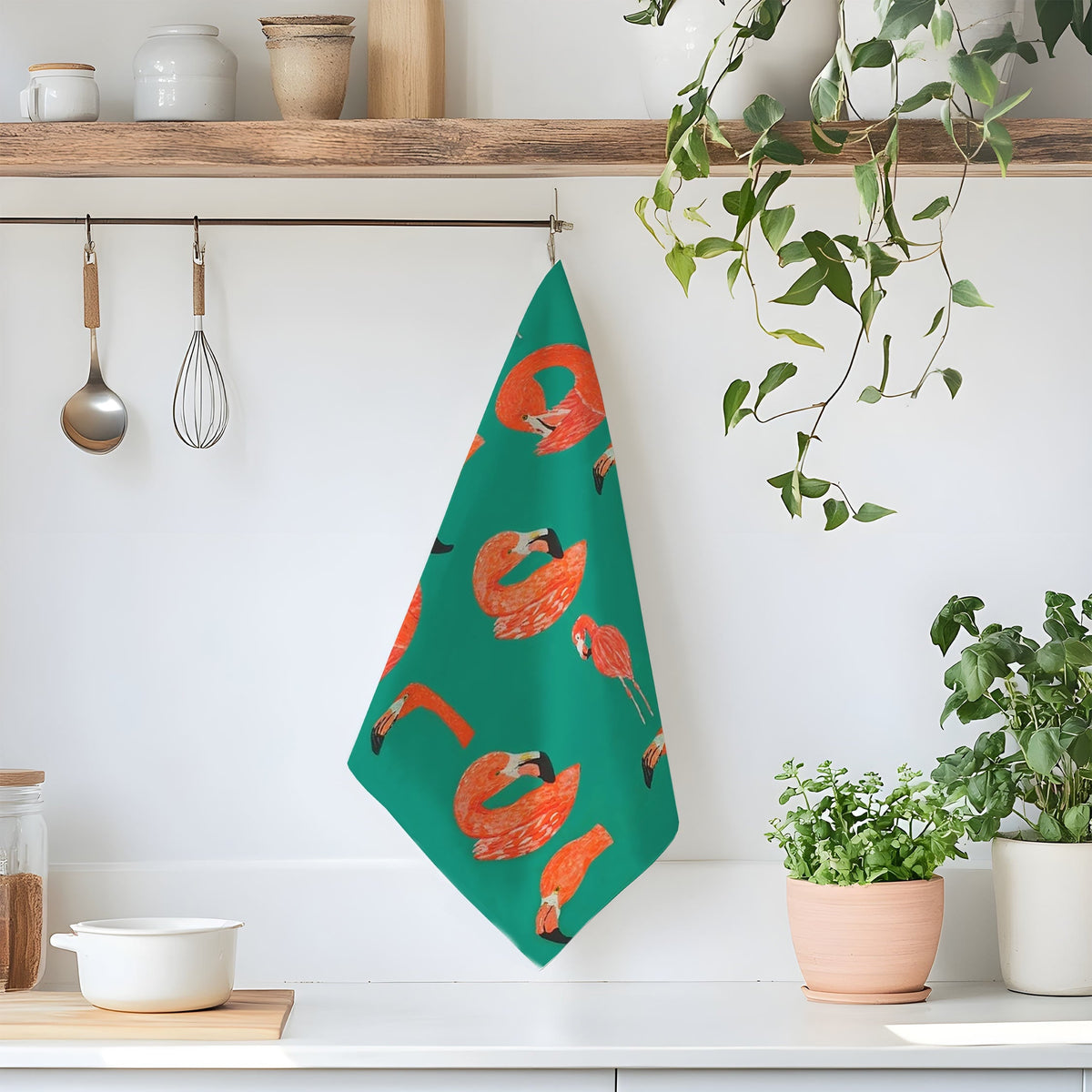 Large Flamingo Tea Towel
