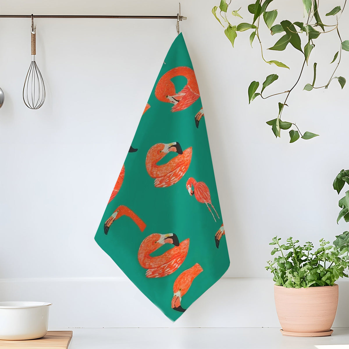 Large Flamingo Tea Towel
