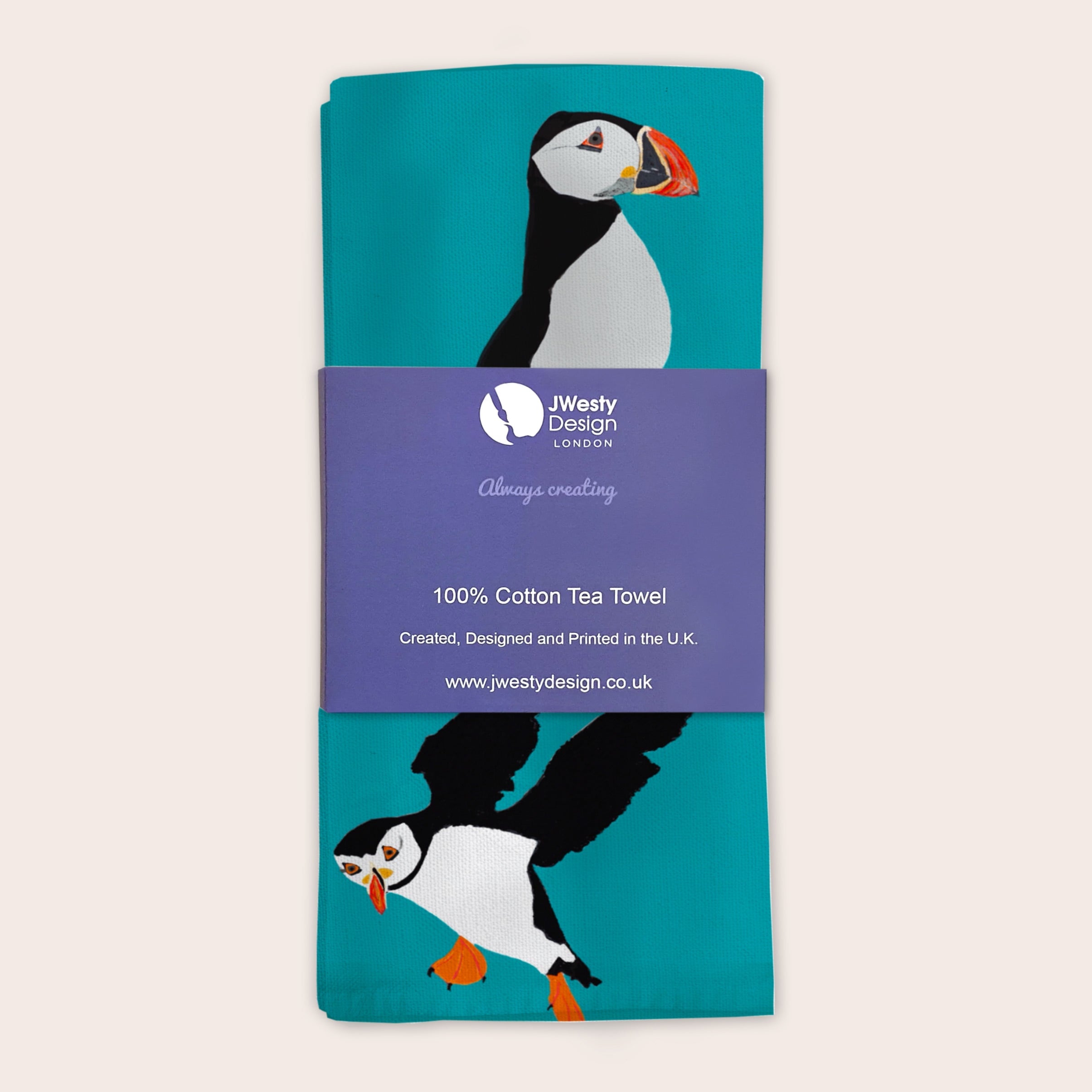 Large Puffin Tea Towel
