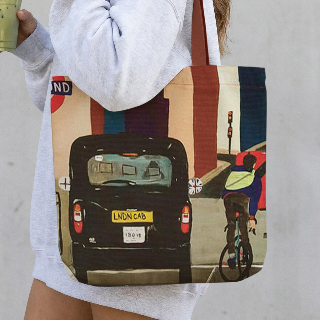 London Cityscape Taxi Canvas Tote