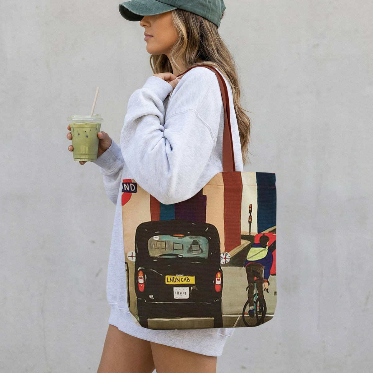 London Cityscape Taxi Canvas Tote