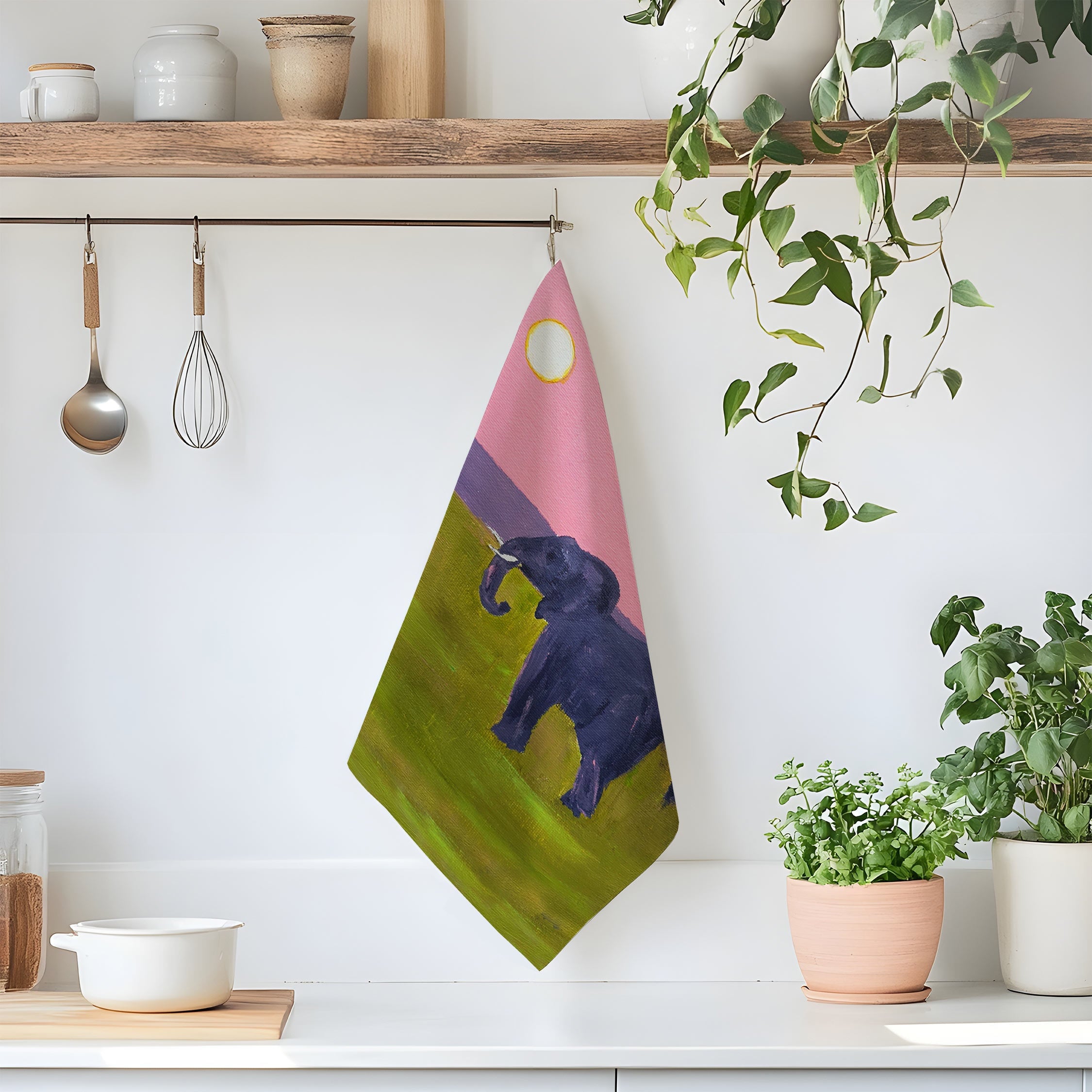 Pink Elephant XL Tea Towel