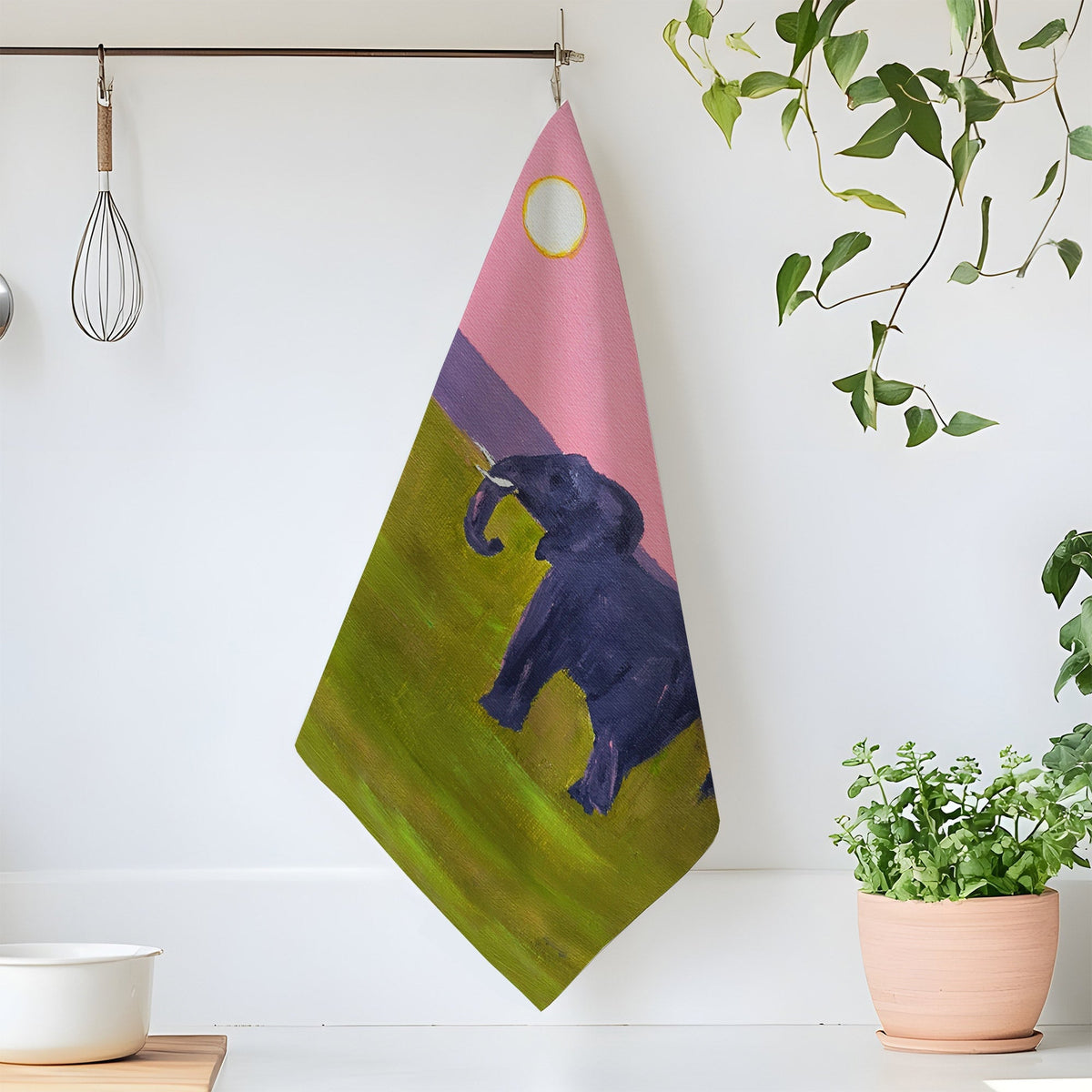 Pink Elephant XL Tea Towel