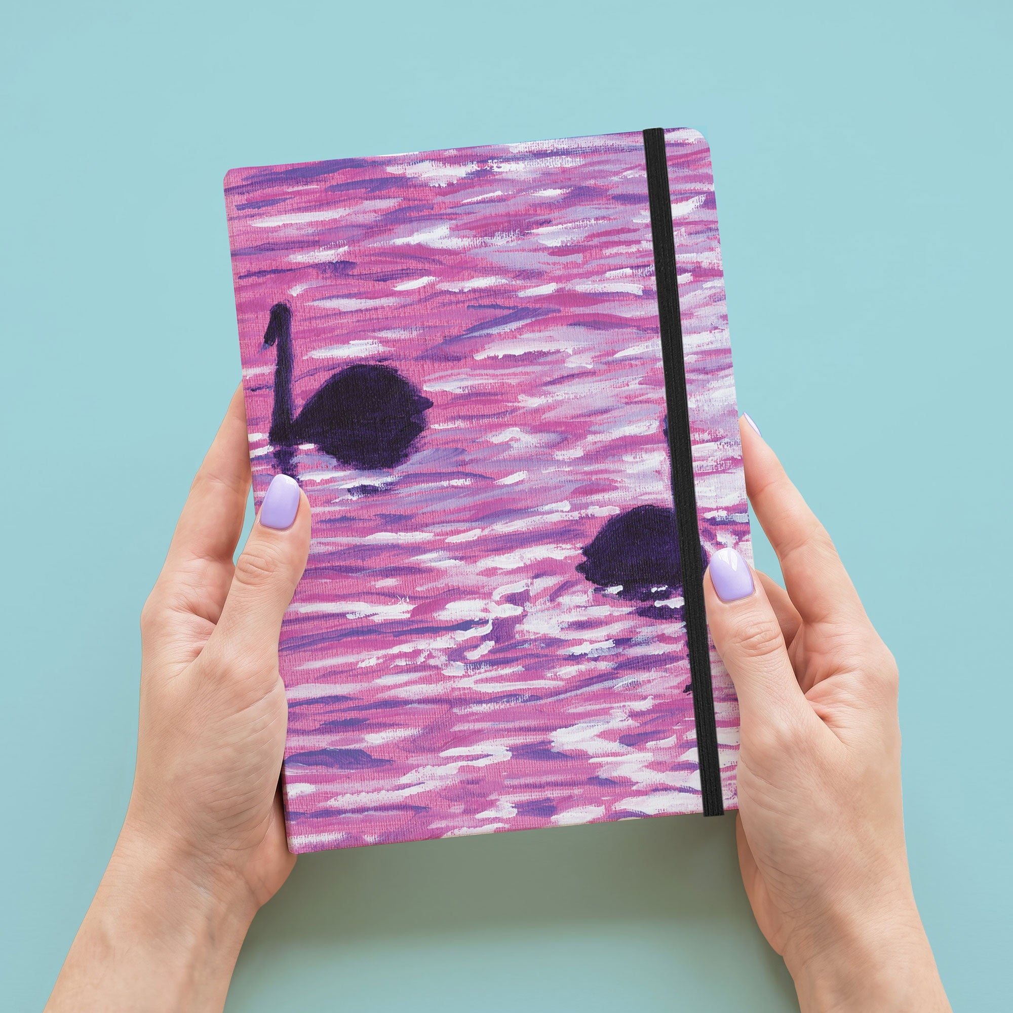 Pink Swans A5 Luxury Notebook