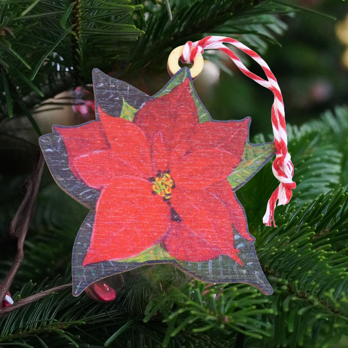Poinsettia Wooden Ornament