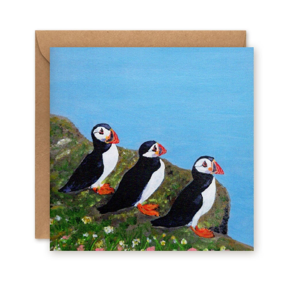 Puffin Lookout Greetings Card
