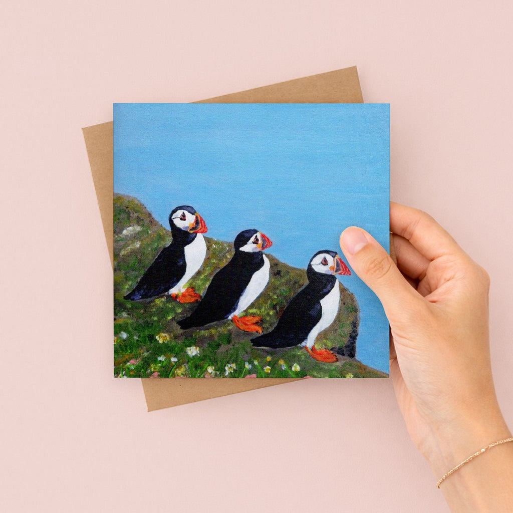 Puffin Lookout Greetings Card