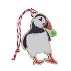 Puffin With Bauble Wooden Ornament