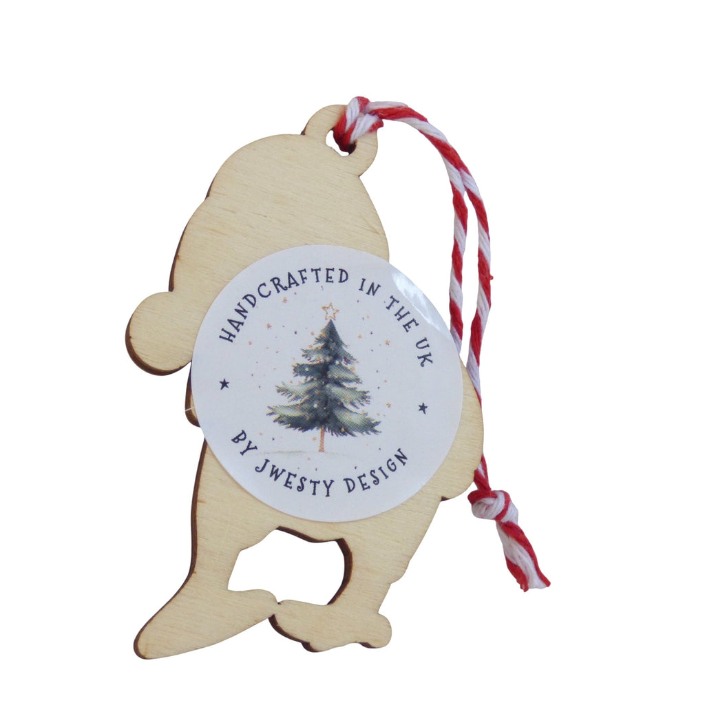Puffin With Bauble Wooden Ornament
