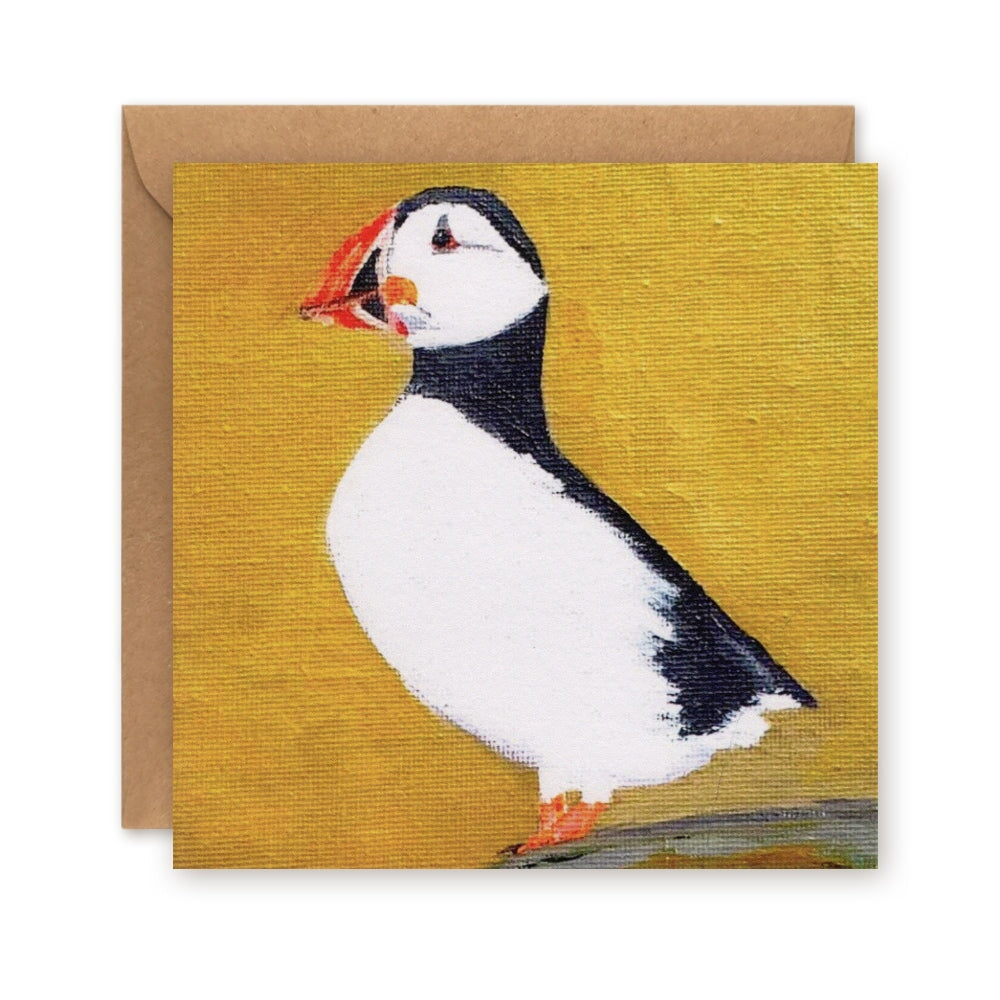 Puffin Yellow Greetings Card