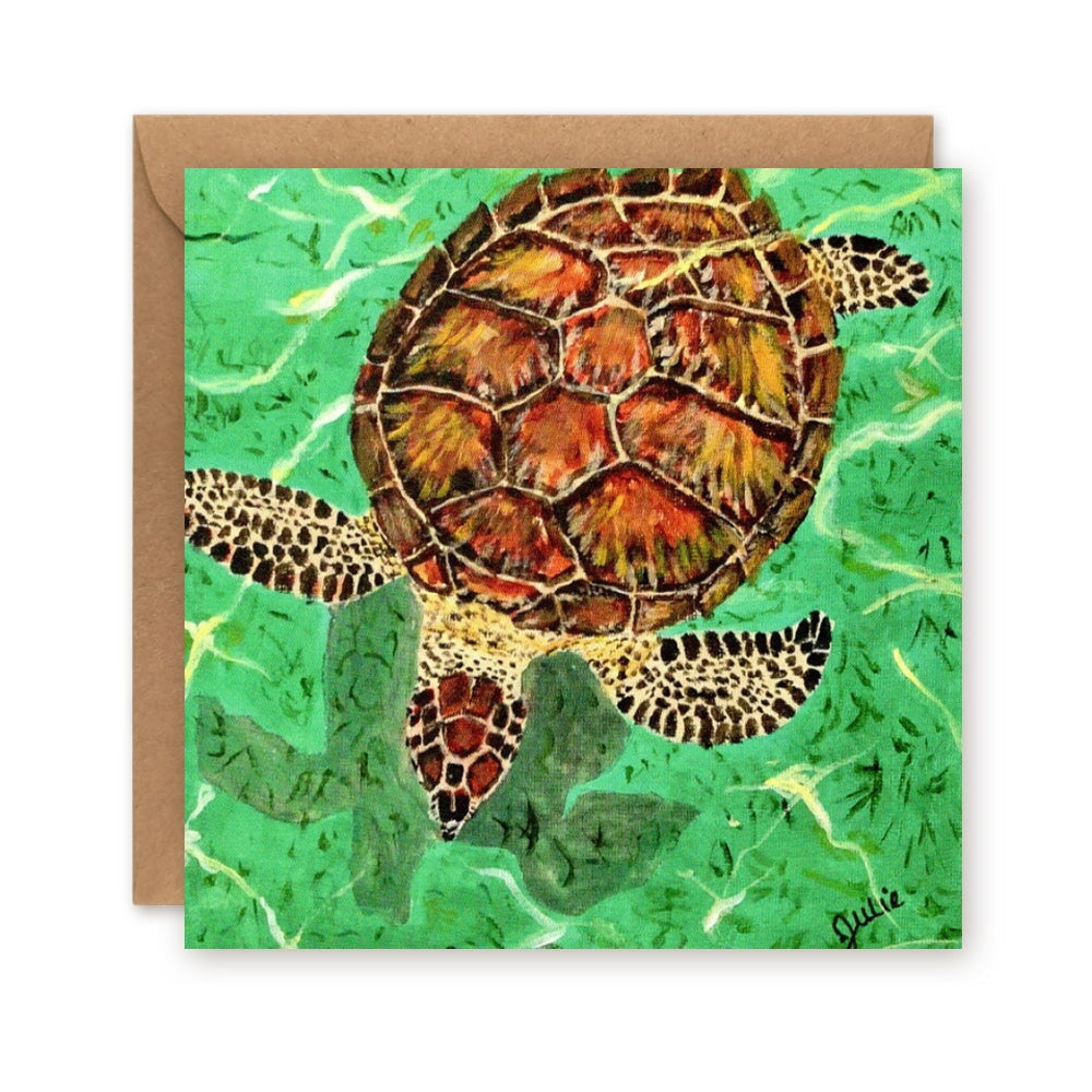 Sea Turtle swimming Greetings Card