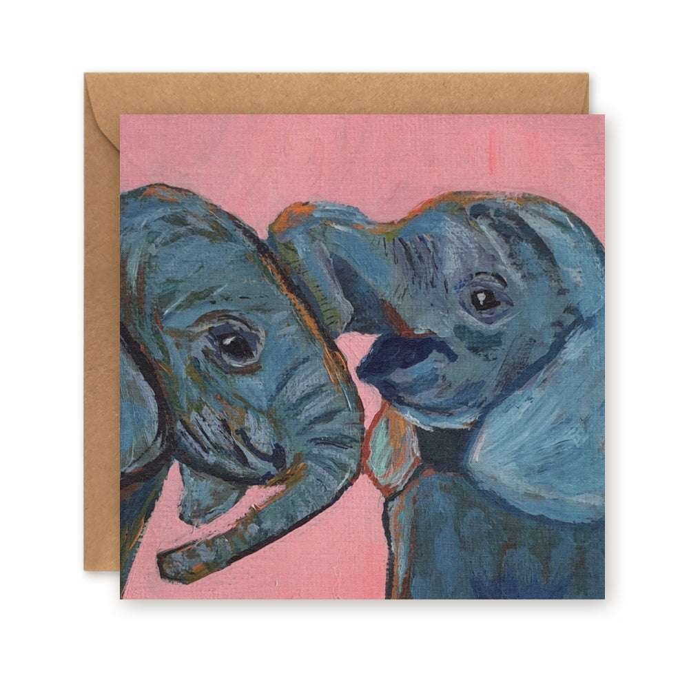 Sisters Elephant Greetings Card