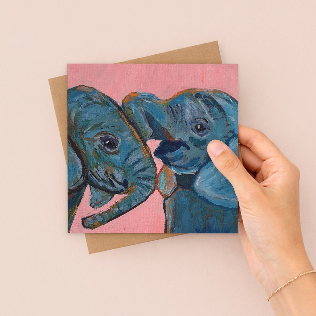 Sisters Elephant Greetings Card