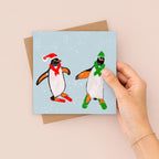 Skiing Penguins Christmas Card