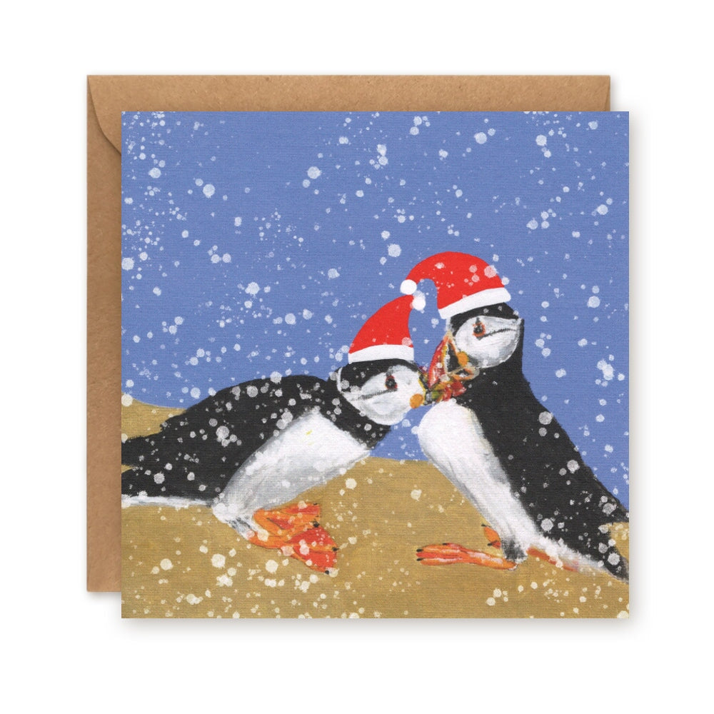 Snowy Puffins Christmas Card
