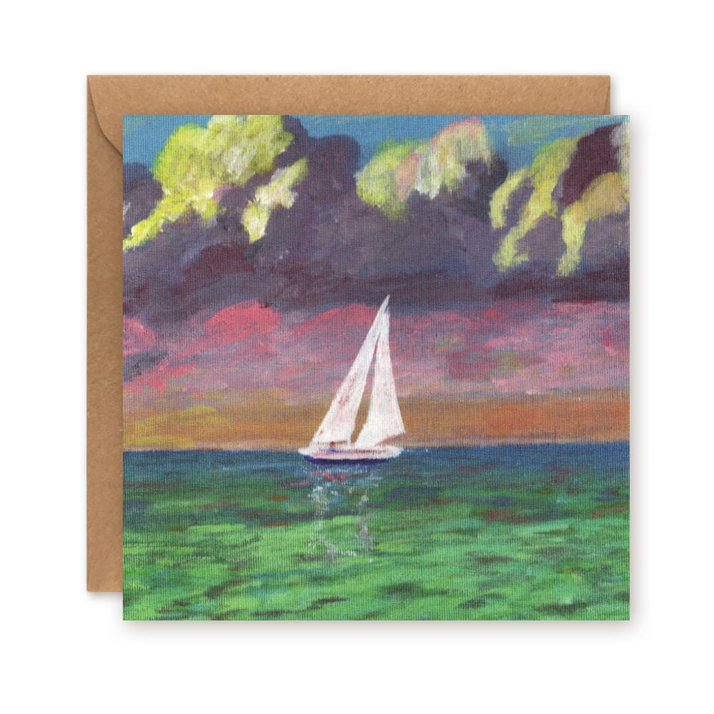 Sunset Sailing Greetings Card