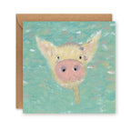 Swimming Pig Greetings Card