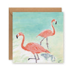 Two Flamingos Greetings Card