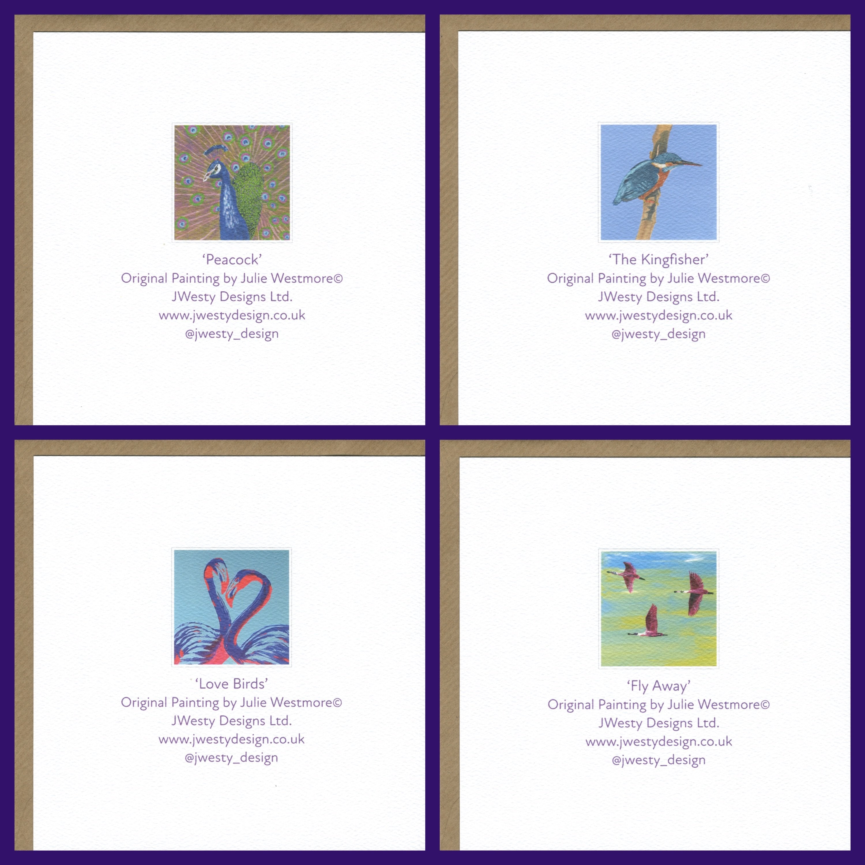 4 pack of Bird Greetings Card