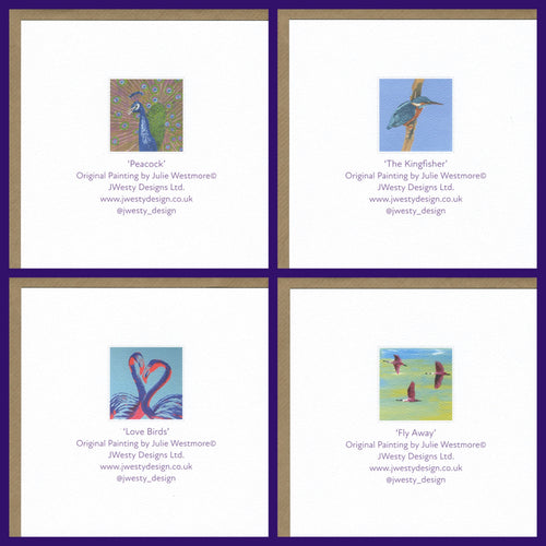 4 pack of Bird Greetings Card