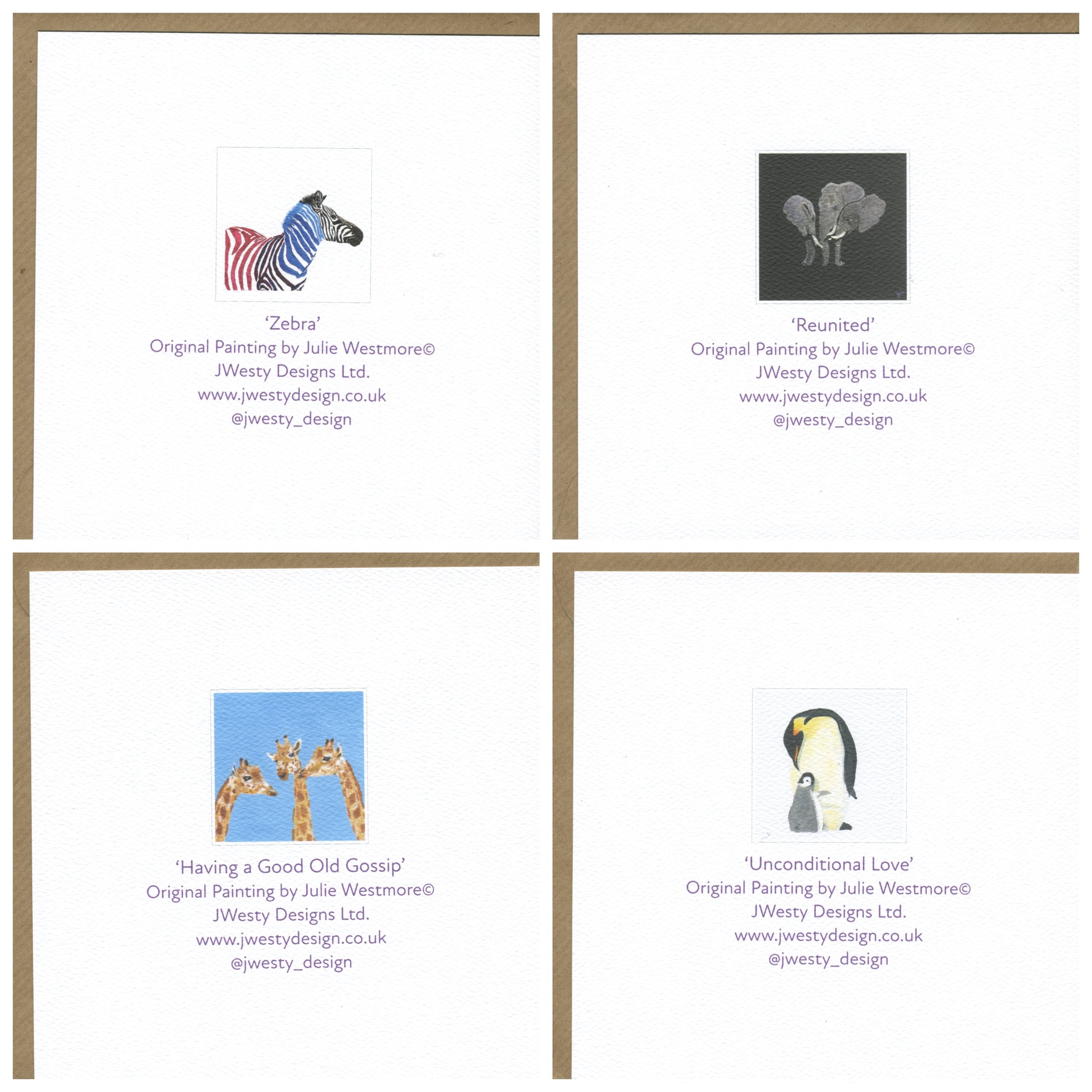 4 pack of Wildlife Greetings Card