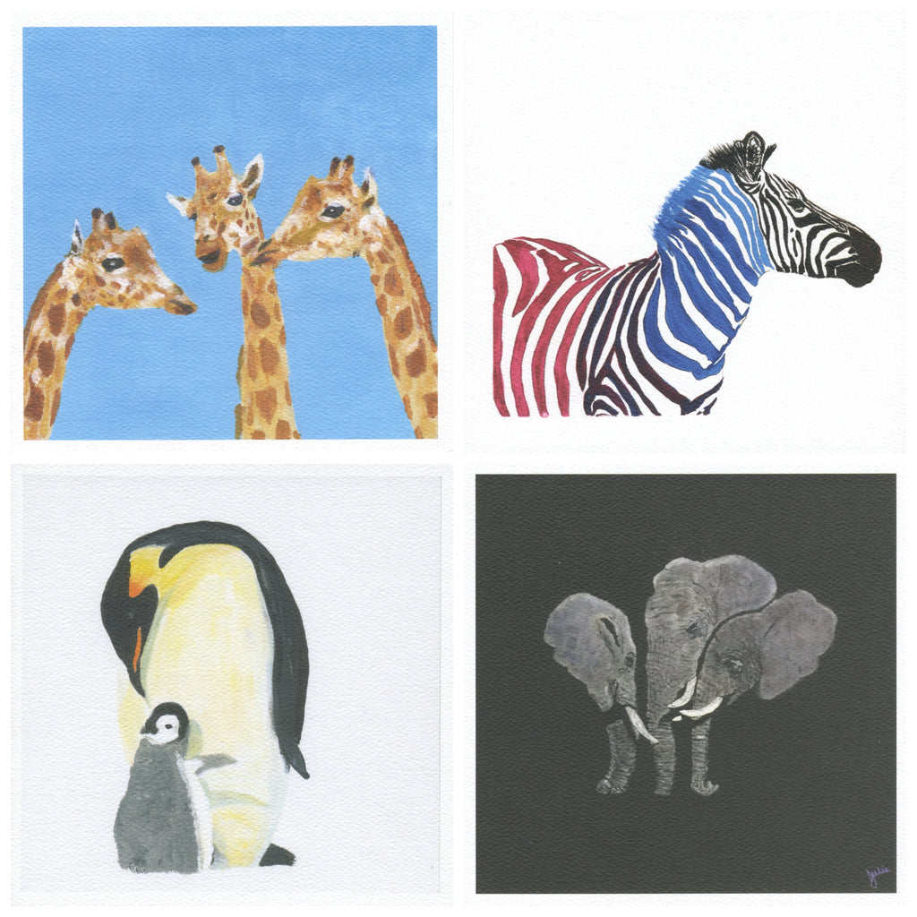 4 pack of Wildlife Greetings Card