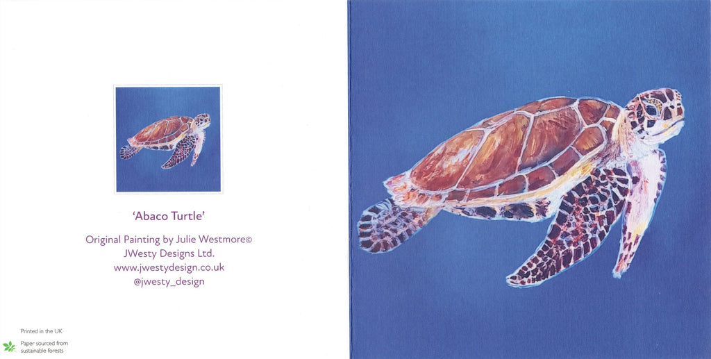 Abaco Turtle swimming Greetings Card