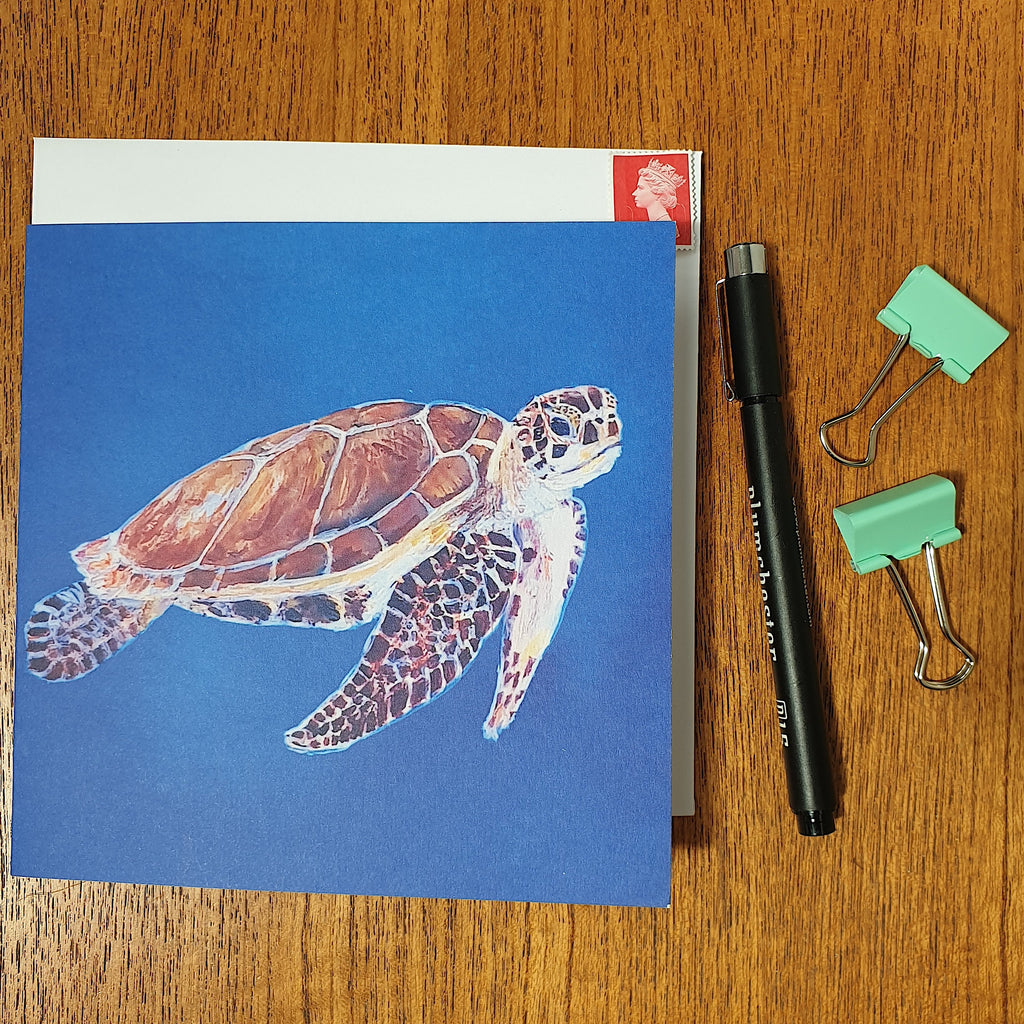 Abaco Turtle swimming Greetings Card