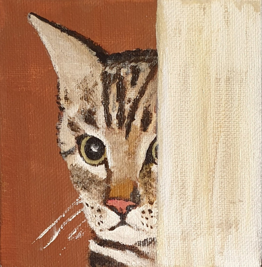 Cat at the window painting - Original Painting