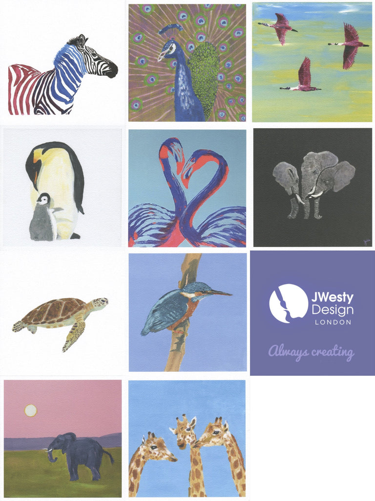Complete set of Animal Greetings Card (10 cards)