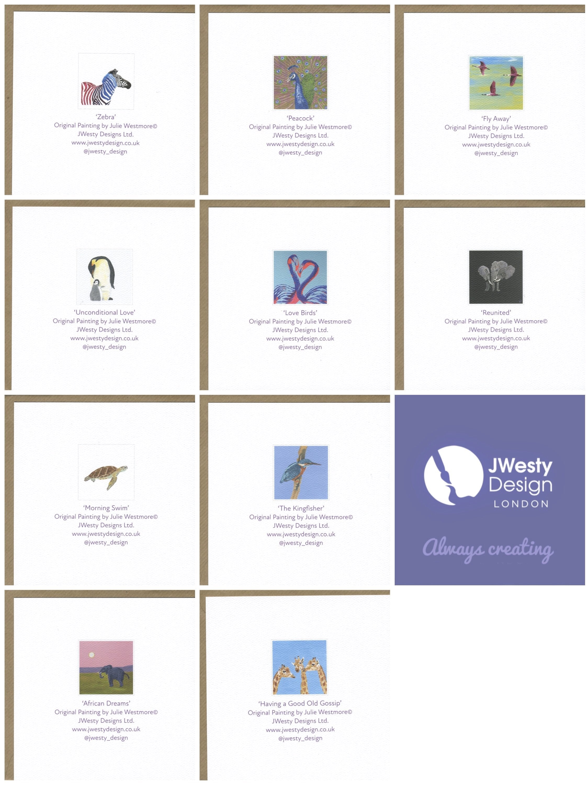 Complete set of Animal Greetings Card (10 cards)