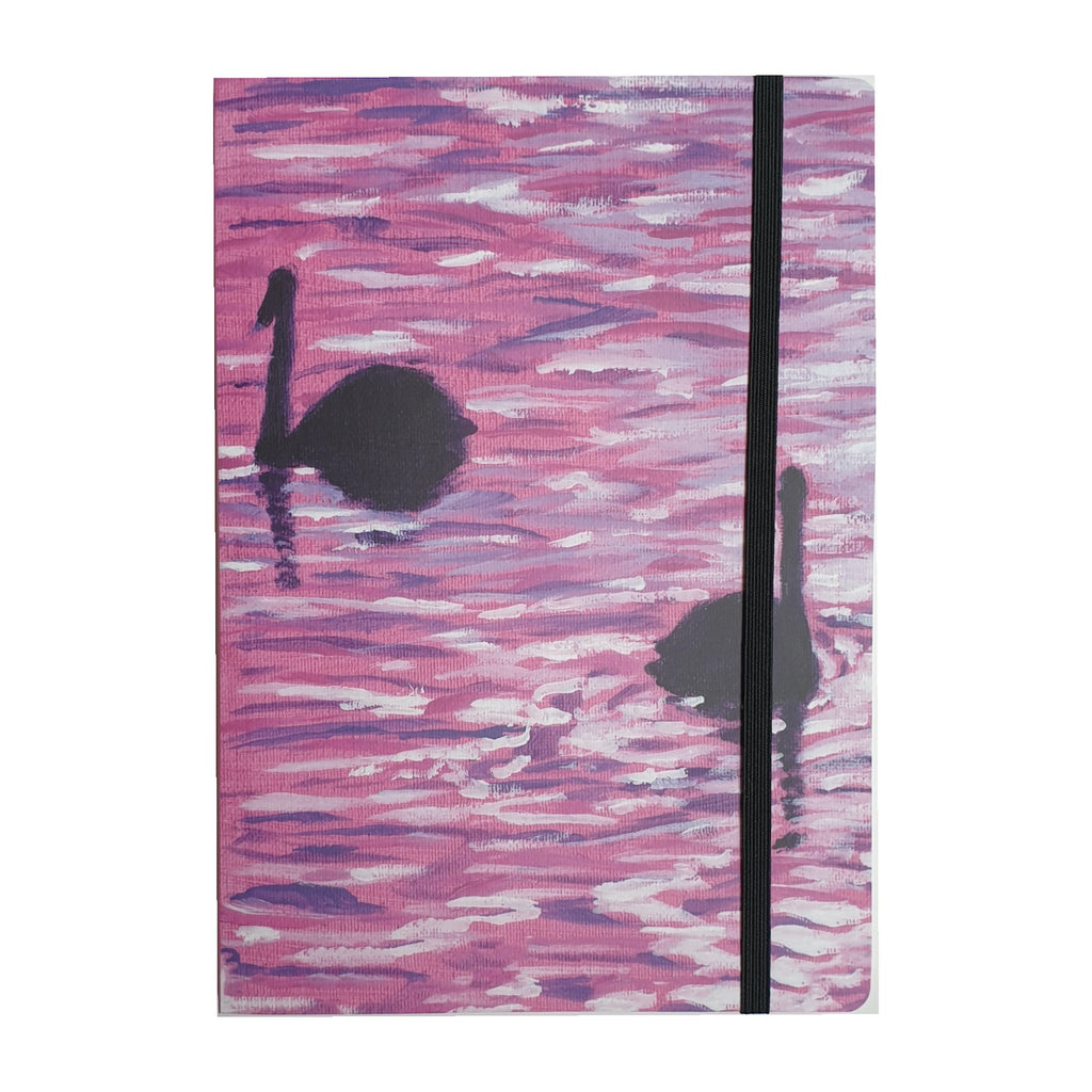 Pink Swans A5 Luxury Notebook