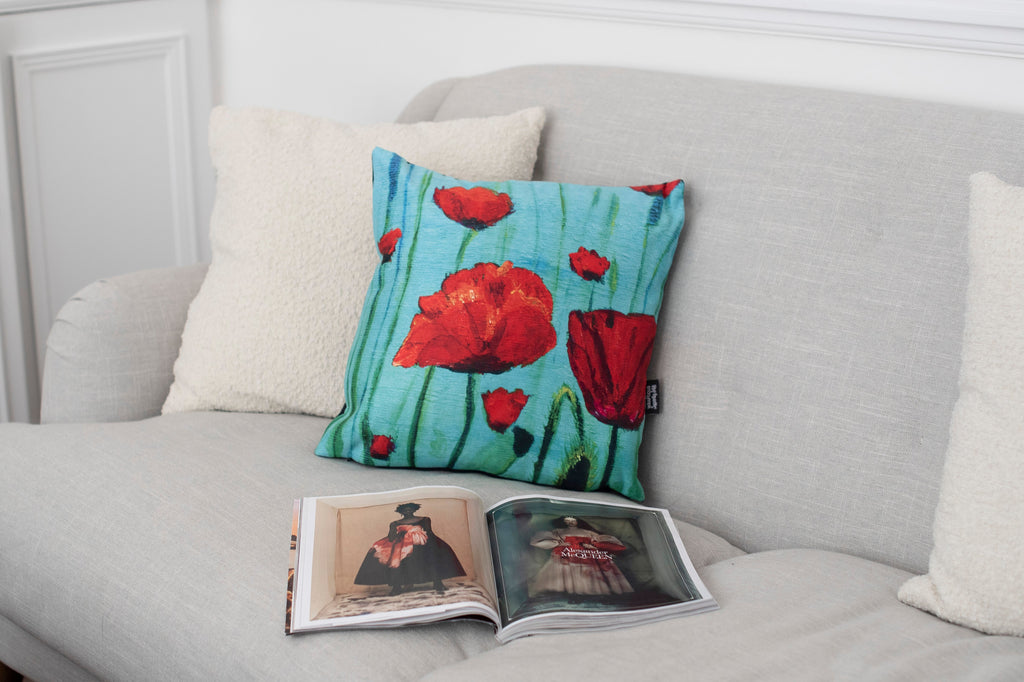 Poppies Vegan Suede Cushion