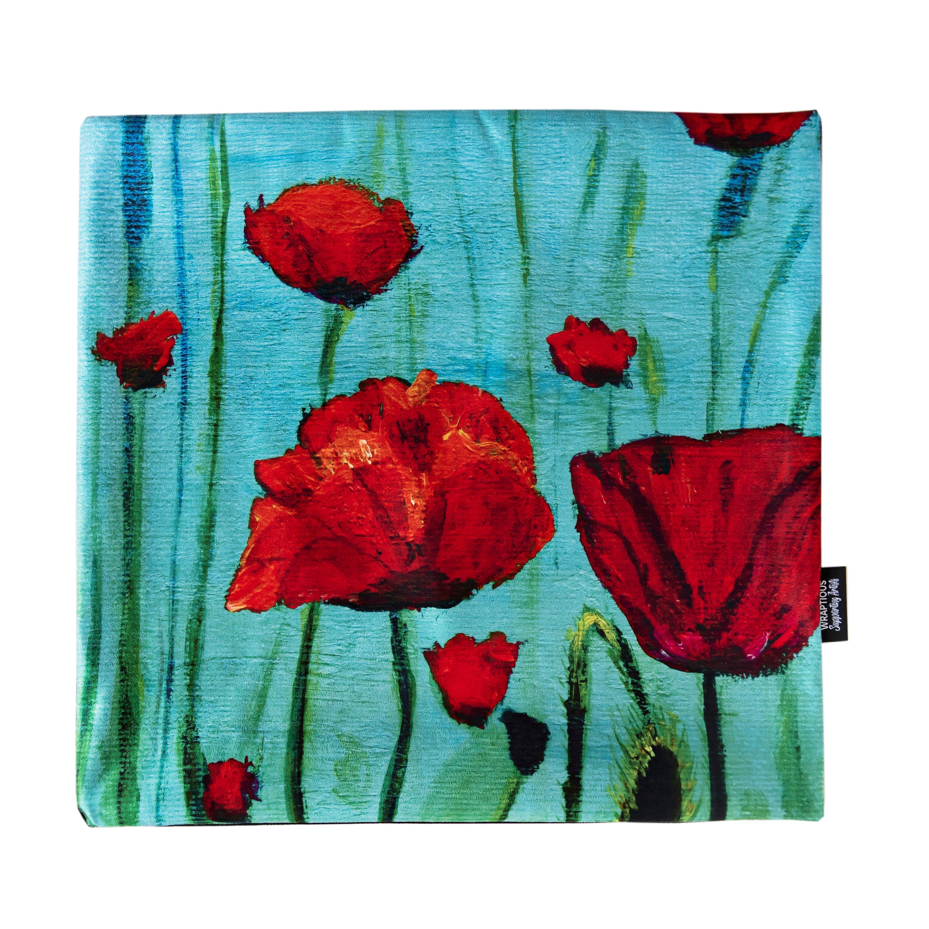 Poppies Vegan Suede Cushion