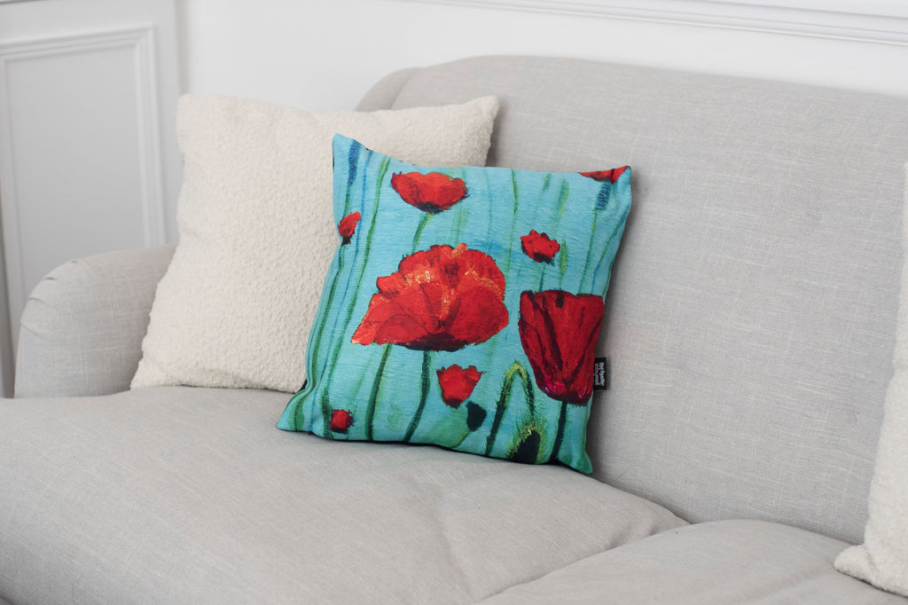 Poppies Vegan Suede Cushion