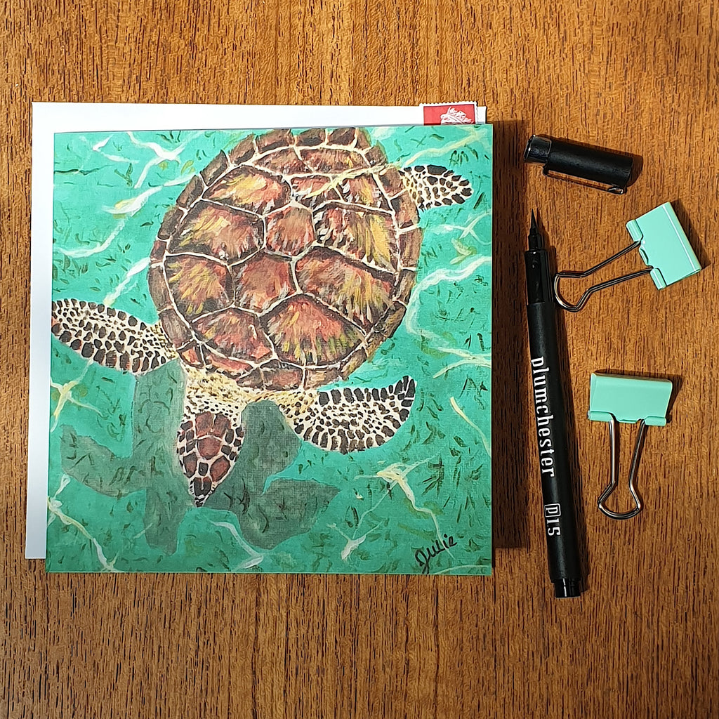 Sea Turtle swimming Greetings Card